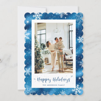 Cartes Pour Fêtes Annuelles Vacances photo bleu neige