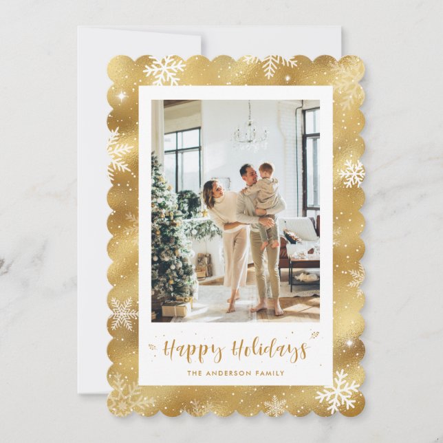 Cartes Pour Fêtes Annuelles Vacances photo Gold Snowy (Devant)