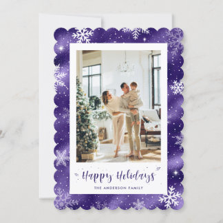 Cartes Pour Fêtes Annuelles Vacances photo mignonne pourpre neige