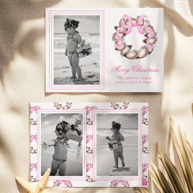 Cartes Pour Fêtes Annuelles Vacances photo Preppal Coastal Oyster Bow (Créateur téléchargé)