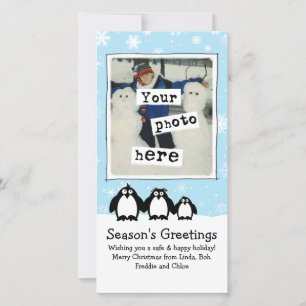 Cartes Pour Fêtes Annuelles Vacances Pingouins   Fun Family Photo Noël