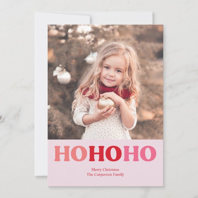 Cartes Pour Fêtes Annuelles Vacances simples et modernes | Photo rouge et rose (Devant)