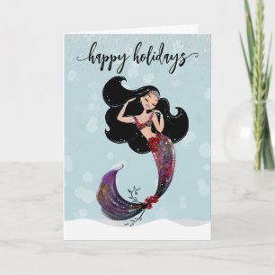 Cartes Pour Fêtes Annuelles Vacances Sirène de Noël Diamant Bling