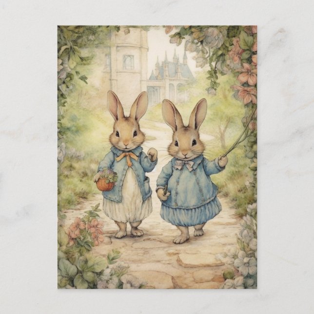 Cartes Pour Fêtes Annuelles Vacances vintages Bunny (Devant)