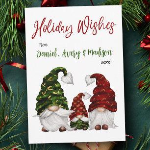 Cartes Pour Fêtes Annuelles Vacances Voeux Rustique Famille Aquarelle Gnomes