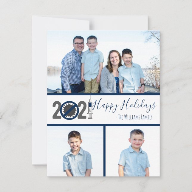 Cartes Pour Fêtes Annuelles Vaccins de Noël 2021 et après la pandémie  (Devant)