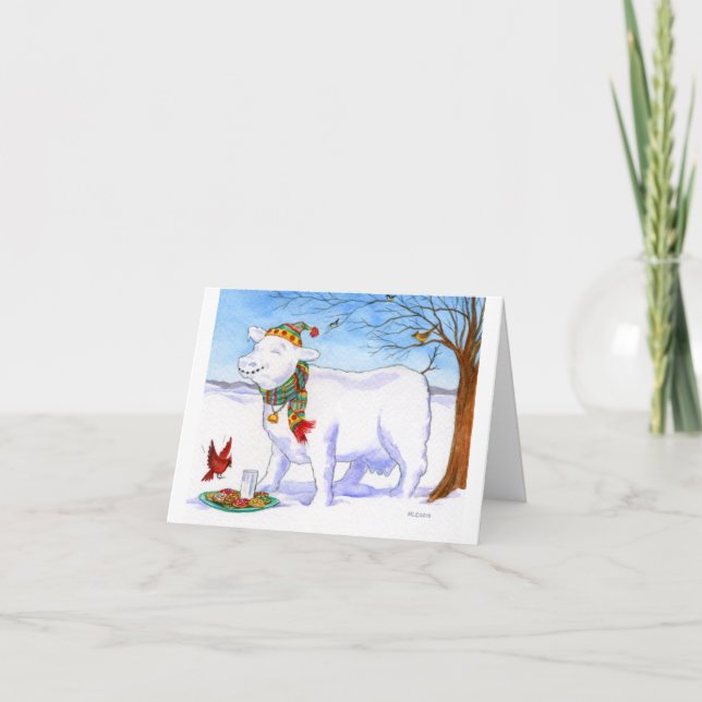 Cartes Pour Fêtes Annuelles Vache à neige (Devant)