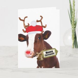 Cartes Pour Fêtes Annuelles Vache à renne de Joyeux Noël de Mooey