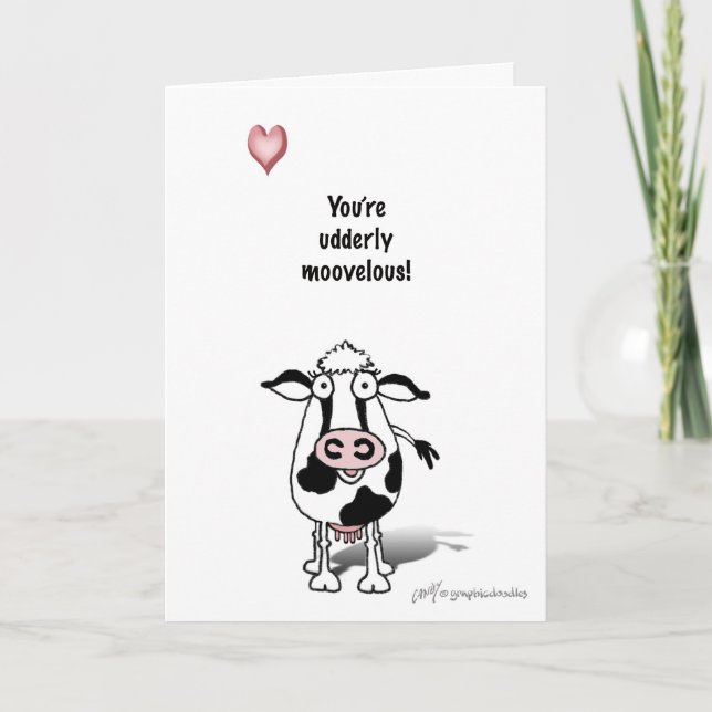 Cartes Pour Fêtes Annuelles Vache à Valentine (Devant)