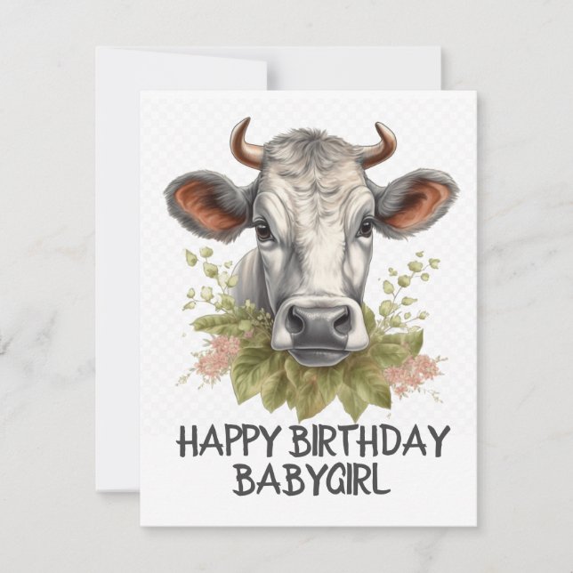 Cartes Pour Fêtes Annuelles Vache d'anniversaire (Devant)