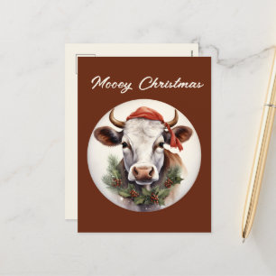 Cartes Pour Fêtes Annuelles Vache de ferme festive Noël ajouter texte Vacances