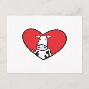 Cartes Pour Fêtes Annuelles Vache de la Saint-Valentin en forme de cœur