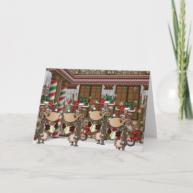 Cartes Pour Fêtes Annuelles Vache de Noël (Devant)