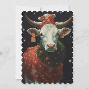 Cartes Pour Fêtes Annuelles Vache de Noël
