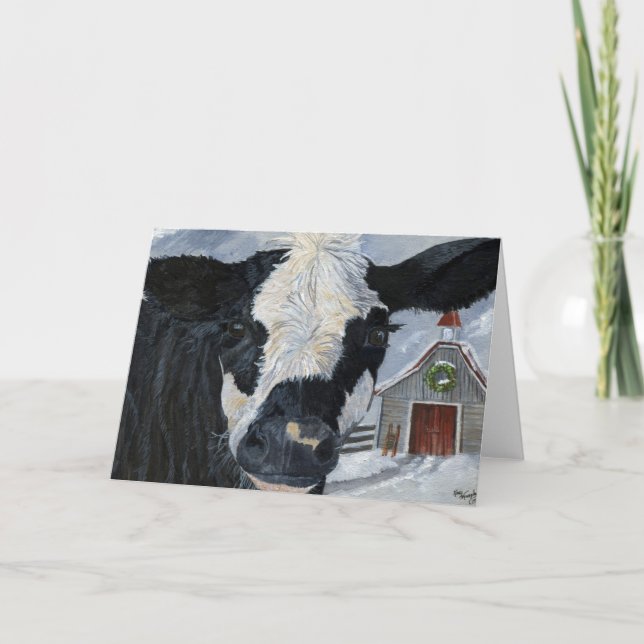 Cartes Pour Fêtes Annuelles Vache de Noël (Devant)