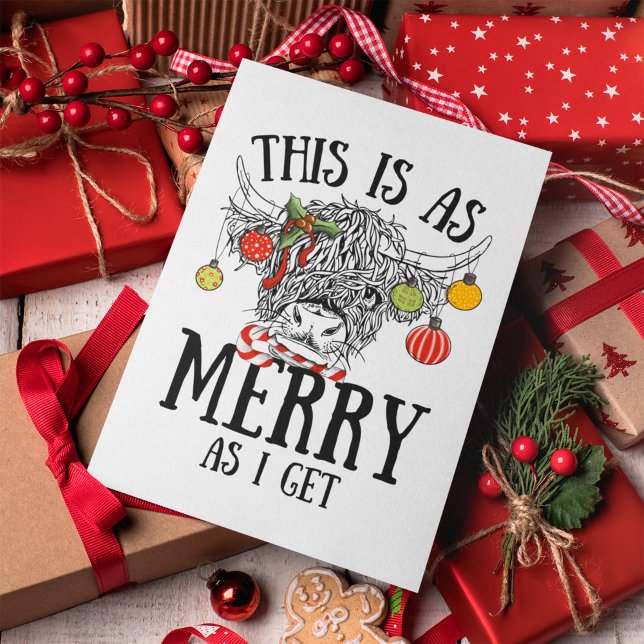 Cartes Pour Fêtes Annuelles Vache de Noël drôle Highland (funny highland cow christmas card)