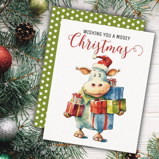 Cartes Pour Fêtes Annuelles Vache de Noël jeu de mots  (Créateur téléchargé)