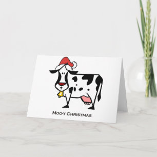 Cartes Pour Fêtes Annuelles Vache de Noël mignonne