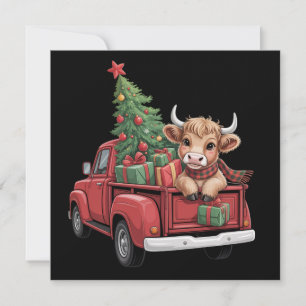 Cartes Pour Fêtes Annuelles Vache de Noël  Vache des Highlands dans une ferme 