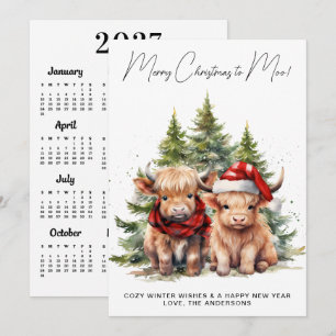 Cartes Pour Fêtes Annuelles Vache des Highlands Cozy Calendrier 2027 Joyeux No
