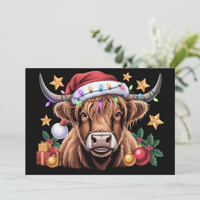 Cartes Pour Fêtes Annuelles Vache des Highlands Noël Génisses Ferme Agriculteu (Debout devant)