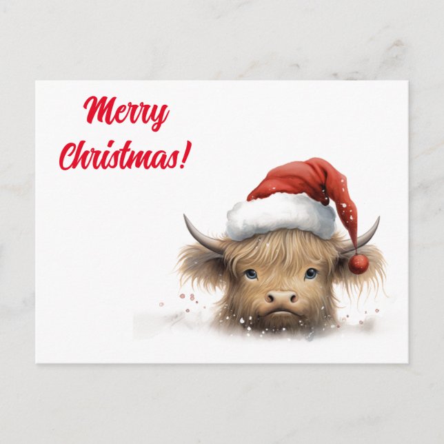 Cartes Pour Fêtes Annuelles Vache des Highlands Noël Personnalisé (Devant)