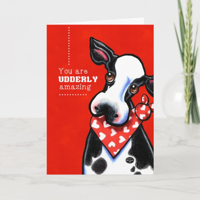 Cartes Pour Fêtes Annuelles Vache extraordinaire à amoureux d'Udderly (Devant)