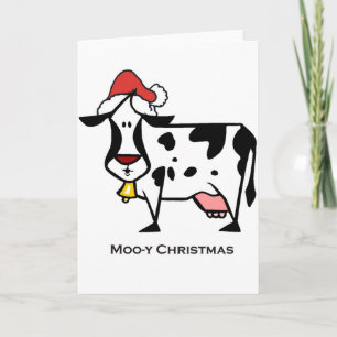 Cartes Pour Fêtes Annuelles Vache mignonne à Noël