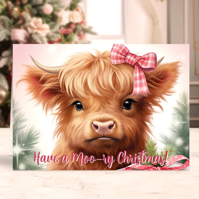 Cartes Pour Fêtes Annuelles Vache moo-ry Noël Highland (Créateur téléchargé)