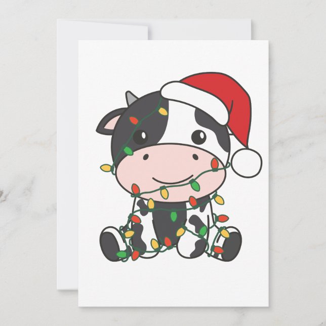 Cartes Pour Fêtes Annuelles Vache Noël Animaux d'hiver Vaches de vacances (Devant)