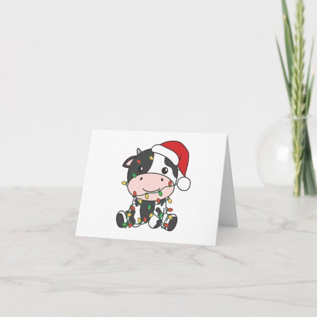 Cartes Pour Fêtes Annuelles Vache Noël Animaux d'hiver Vaches de vacances (Devant)
