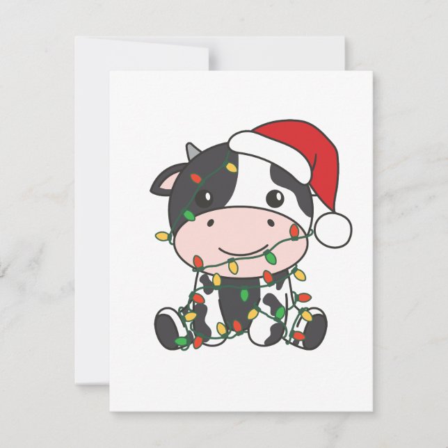 Cartes Pour Fêtes Annuelles Vache Noël Animaux d'hiver Vaches de vacances (Devant)