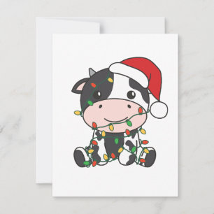 Cartes Pour Fêtes Annuelles Vache Noël Animaux d'hiver Vaches de vacances