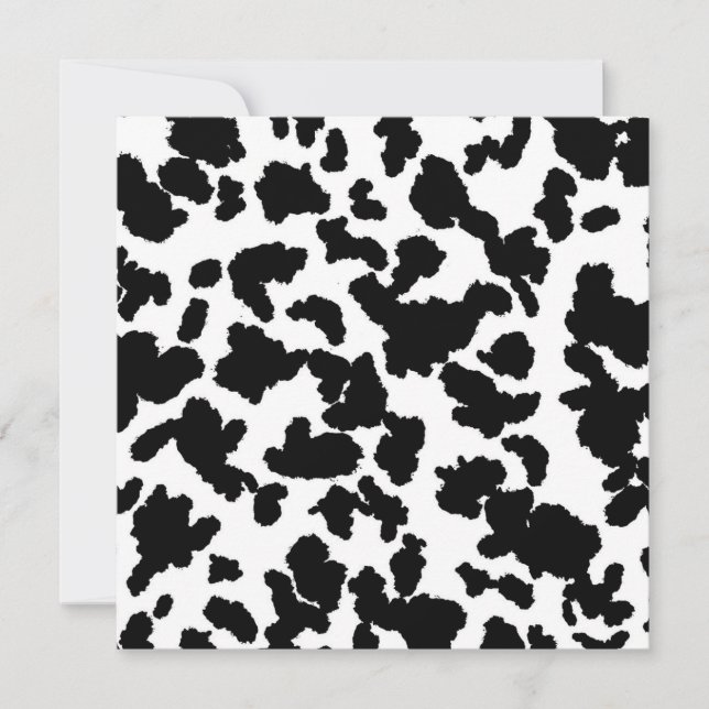 Cartes Pour Fêtes Annuelles Vache Noire Et Blanche Cacher Motif De Fourrure (Devant)