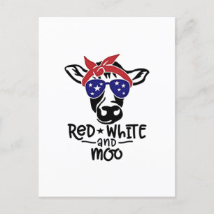 Cartes Pour Fêtes Annuelles Vache patriotique rouge blanc et moo 4 juillet
