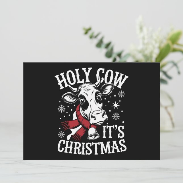 Cartes Pour Fêtes Annuelles Vache Sainte C'est Noël Amusant Amateur de Vaches  (Debout devant)