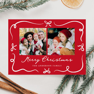 Cartes Pour Fêtes Annuelles Vaches à main fantaisie rouge 2 photo Noël