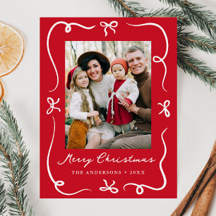 Cartes Pour Fêtes Annuelles Vaches à main fantaisie rouge photo Noël