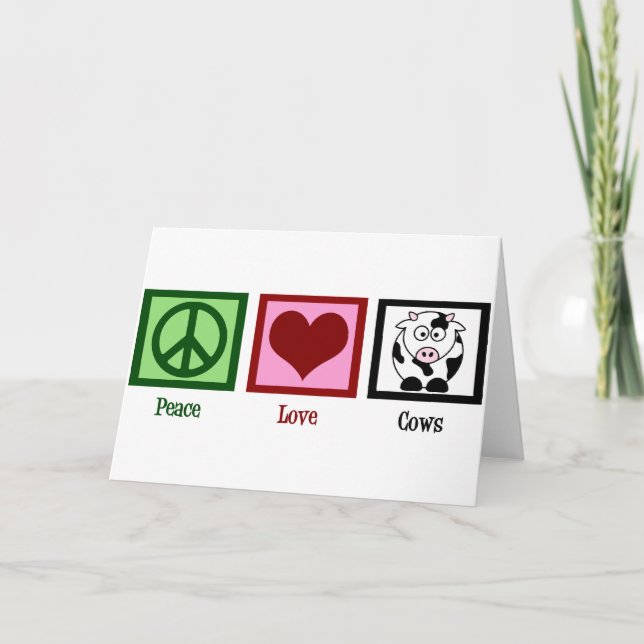 Cartes Pour Fêtes Annuelles Vaches d'amour pour la paix (Devant)