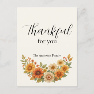 Cartes Pour Fêtes Annuelles Vague d'automne - Automne Floral Thanksgiving