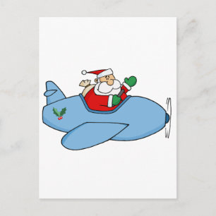 Cartes Pour Fêtes Annuelles Vague Kris Kringle Volant Son Avion De Noël