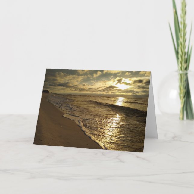 Cartes Pour Fêtes Annuelles Vagues de coucher de soleil sur la plage - Vide à  (Devant)