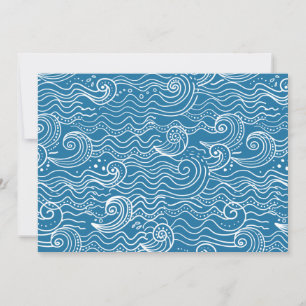 Cartes Pour Fêtes Annuelles Vagues océaniques bleues et blanches