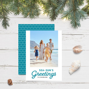 Cartes Pour Fêtes Annuelles Vagues Turquoise Photos de salutations Sea-Sun