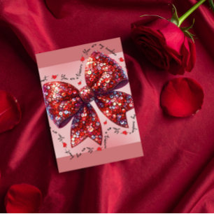 Cartes Pour Fêtes Annuelles Valentin Arc-en-Ciel Ruban à Paillettes Rouges Gla