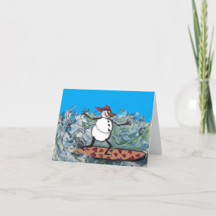 Cartes Pour Fêtes Annuelles Valentin Bonhomme de Neige Surfeur