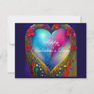 Cartes Pour Fêtes Annuelles Valentin cœur abstrait recouvert de gemmes