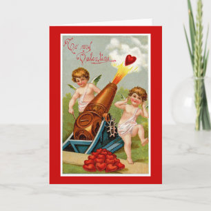 Cartes Pour Fêtes Annuelles Valentin Vintage avec Heart Cannon