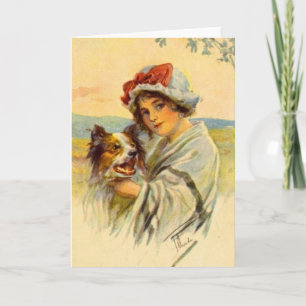 CARTES POUR FÊTES ANNUELLES VALENTIN VINTAGE DE BORDER COLLIE
