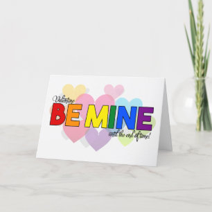 Cartes Pour Fêtes Annuelles Valentine Be Mine LGBT Rainbow Thème avec Coeurs